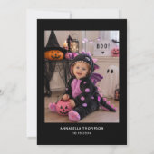 ハロウィンと誕生日を祝う2歳の女の子のパーティー 招待状 (裏面)