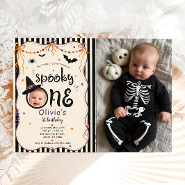 ハロウィンと1歳の誕生日をお祝いする写真 招待状