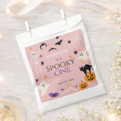 ハロウィンと1歳の誕生日をお祝い ピンク フェイバーバッグ (クリップ留めされた状態)