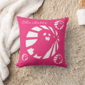 ハロウィンにおすすめのキュートなピンクフューシャ＆ホワイトのゴースト クッション (ブランケット)