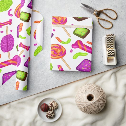 ハロウィンにおぞましいキャンディーゾンビのマッシュアップ ラッピングペーパー (クラフト)