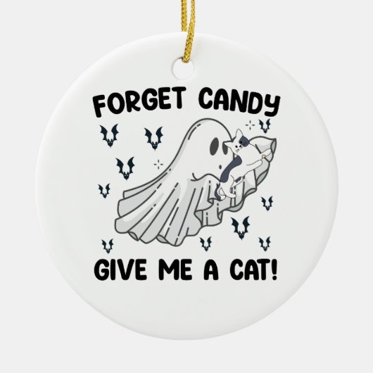ハロウィンにお菓子より猫をください セラミックオーナメント (正面)