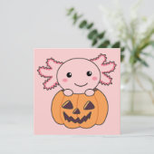 ハロウィンにぴったりなかわいいアホロトルとパンプキン 招待状 (スタンド正面)