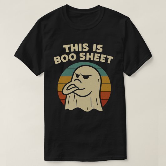 ハロウィンにぴったりなレトロな幽霊デザイン「This is Boo Sheet」 Tシャツ (デザイン正面)