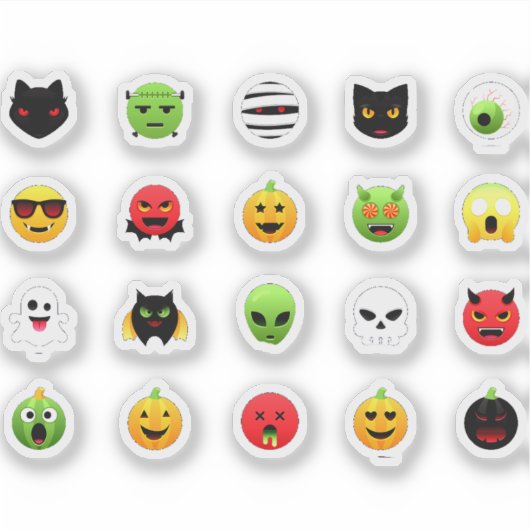 ハロウィンにぴったりな不気味な絵文字 シール (正面)