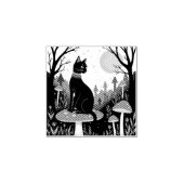 ハロウィンにぴったりな黒猫と毒キノコのデザイン2 ラバースタンプ (インプリント)