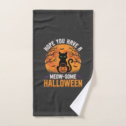 ハロウィンにぴったりな黒猫 ハンドタオル (ハンドタオル)