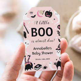 ハロウィンにぴったりな、とってもキュートなBoo Pinkベイビーシャワー ギフトタグ