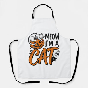 ハロウィンにぴったり猫のかぼちゃのタイポグラフィTシャツデザイン エプロン