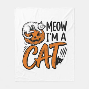 ハロウィンにぴったり猫のかぼちゃのタイポグラフィTシャツデザイン フリースブランケット