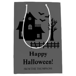 ハロウィンにぴったり！お化け屋敷のシルエット ミディアムペーパーバッグ