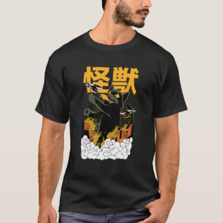 ハロウィンにぴったり!日本の怪獣ネコ Tシャツ