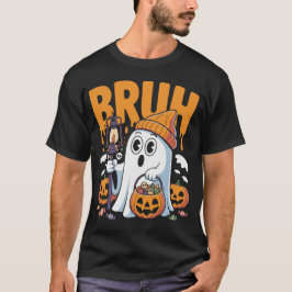 ハロウィンにぴったり!面白可愛い"Bruh Ghost"デザインのカップルコスチューム Tシャツ