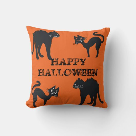 ハロウィンにぴったり 黒猫のクッション クッション (正面)