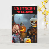 ハロウィンにみんなで集まろう。 カード (黄色い花)