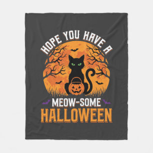 ハロウィンにゃんこ 黒猫 フリースブランケット