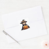 ハロウィンにカボチャを持つ不機嫌な黒猫 👻 スクエアシール (封筒)