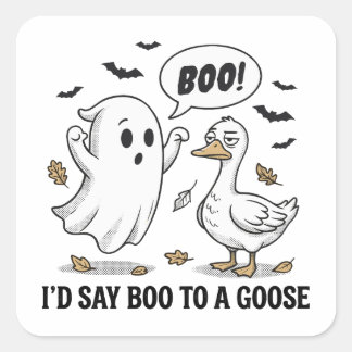 ハロウィンにガチョウに「ブー」と言ってやる – おもしろハロウィン スクエアシール