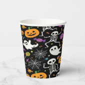 ハロウィンにキュートでクリーピーなスケルトン 紙コップ (裏面)