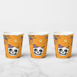 ハロウィンにピッタリなスケルトンとキャンディ 紙コップ
