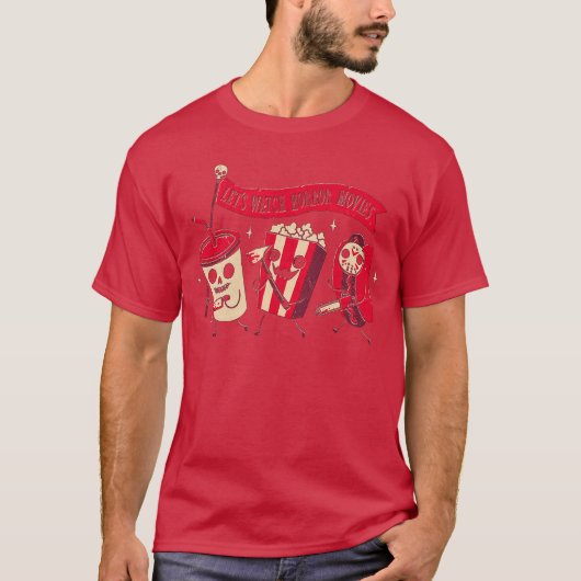 ハロウィンにホラー映画を見よう お菓子 Tシャツ (正面)