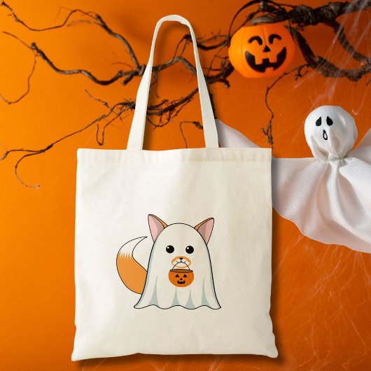 ハロウィンに出かける幽霊狐 トートバッグ