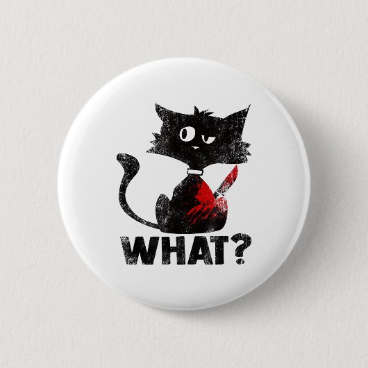 ハロウィンに包丁を持った殺人黒猫 缶バッジ (正面)