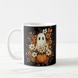 ハロウィンに可愛いお化けとカボチャと秋の花 コーヒーマグカップ