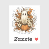 ハロウィンに可愛いお化けとカボチャと秋の花 シール (シート)
