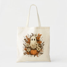 ハロウィンに可愛いお化けとカボチャと秋の花