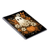 ハロウィンに可愛いお化けとカボチャと秋の花 ノートブック (右側)