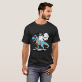 ハロウィンに可愛いティラノサウルスと幽霊 Tシャツ (正面フル)