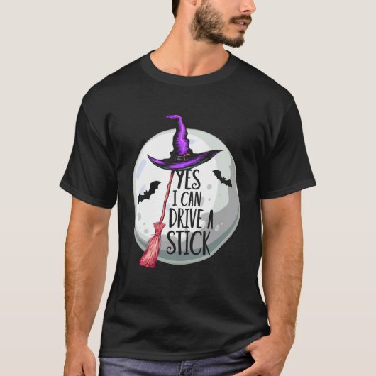 ハロウィンに変な魔女 "マニュアル車 運転できます" Tシャツ (正面)