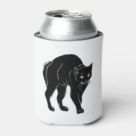 ハロウィンに徘徊する黒猫のシルエットイラスト 缶クーラー