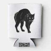 ハロウィンに徘徊する黒猫のシルエットイラスト 缶クーラー (正面)