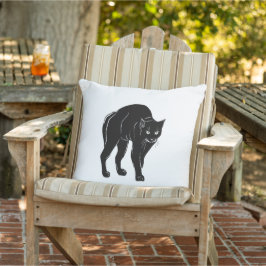 ハロウィンに徘徊する黒猫のシルエット描画 アウトドアクッション