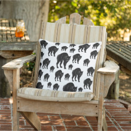 ハロウィンに徘徊する黒猫のシルエット描画 アウトドアクッション