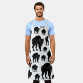 ハロウィンに徘徊する黒猫のシルエット描画 エプロン (着用した状態)