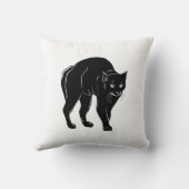 ハロウィンに徘徊する黒猫のシルエット描画 クッション (裏面)