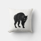 ハロウィンに徘徊する黒猫のシルエット描画 クッション (正面)