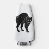 ハロウィンに徘徊する黒猫のシルエット絵 ボトルクーラー (正面)