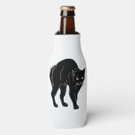 ハロウィンに徘徊する黒猫のシルエット絵 ボトルクーラー