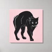 ハロウィンに忍び寄る黒猫のシルエット描画 キャンバスプリント (正面)