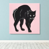 ハロウィンに忍び寄る黒猫のシルエット描画 キャンバスプリント (インサイチュ (ウッドフロア))