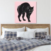 ハロウィンに忍び寄る黒猫のシルエット描画 キャンバスプリント (インサイチュ (寝室))