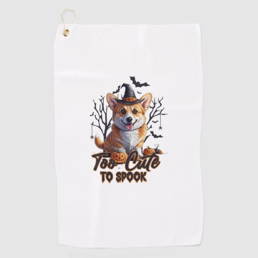 ハロウィンに怖がらせるにはかわいすぎる コーギー Tシャツ ゴルフタオル (正面)