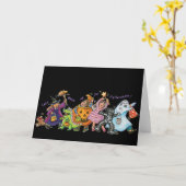 ハロウィンに扮装する カード (黄色い花)