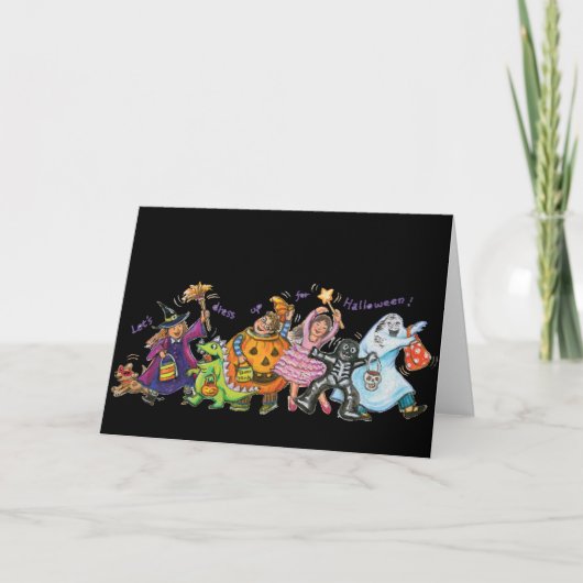 ハロウィンに扮装する カード (正面)
