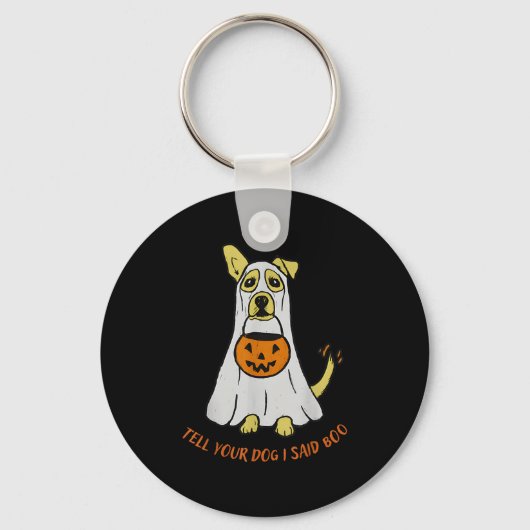ハロウィンに犬に「ブー」と言ったよ キーホルダー (正面)