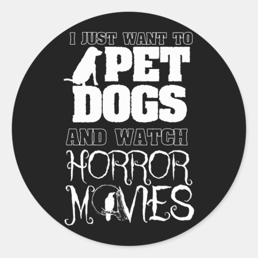 ハロウィンに犬を撫でながらホラー映画を観たい ラウンドシール (正面)